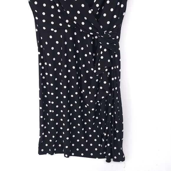 Ralph Lauren Dress Womens 14 Knee Faux Wrap Short Sleeve V Neck A Line Ruffle - Picture 6 of 9